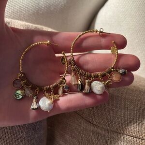 NWOT GAS Bijoux Hoop Earrings with charms
